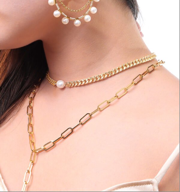 COLLAR LONE PEARL AND CHAIN CHOKER - Image 3