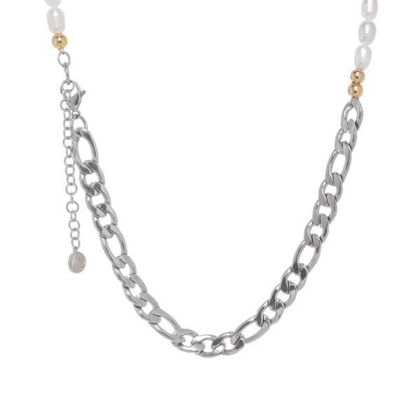 COLLAR SILVER FÍGARO CHAIN AND PEARLS - Image 4