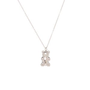 COLLAR TEDDY BEAR LISO SILVER