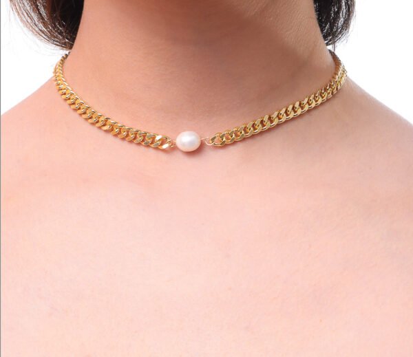 COLLAR LONE PEARL AND CHAIN CHOKER - Image 2