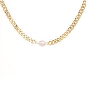 COLLAR LONE PEARL AND CHAIN CHOKER