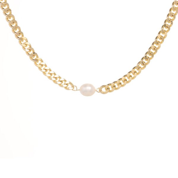COLLAR LONE PEARL AND CHAIN CHOKER