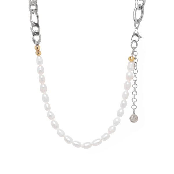 COLLAR SILVER FÍGARO CHAIN AND PEARLS - Image 2