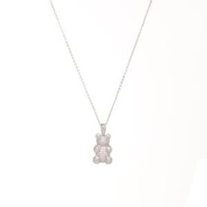 COLLAR TEDDY BEAR CON PIEDRAS SILVER