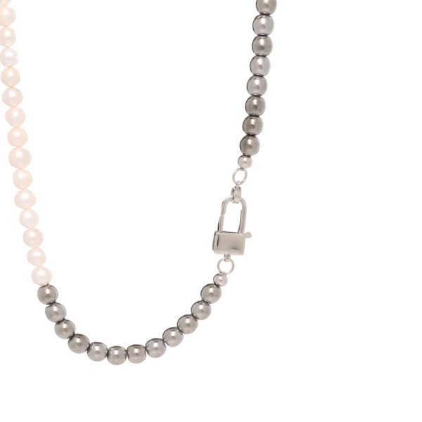 COLLAR DARK GREY HEMATITE AND PEARLS - Image 2