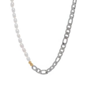 COLLAR SILVER FÍGARO CHAIN AND PEARLS