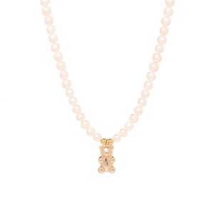COLLAR TEDDY BEAR PEARL GOLD
